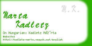 marta kadletz business card